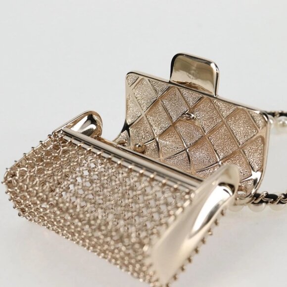 CHANEL Matelasse 2021S Pearl Necklace Metal Gold tone CC Auth 131853SM - Picture 10 of 16